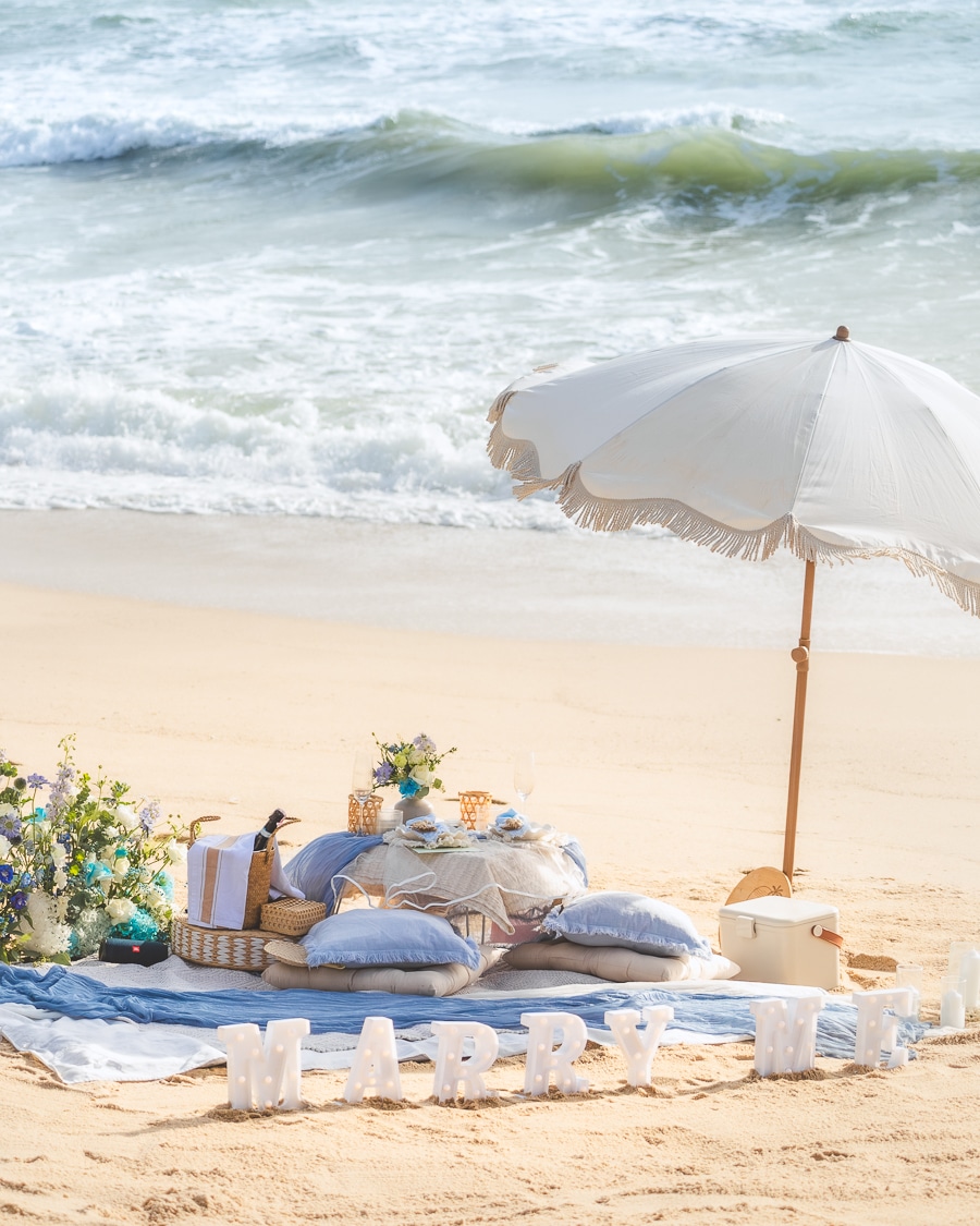 Blossom beach proposal photography session in Phuket